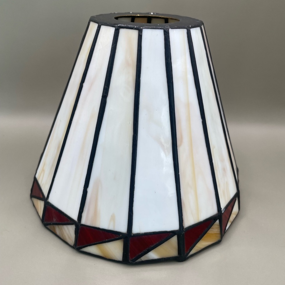 VTG READ Tiffany Style 6'W Prairie Mission Multicolor Stainless Glass Lamp Shade